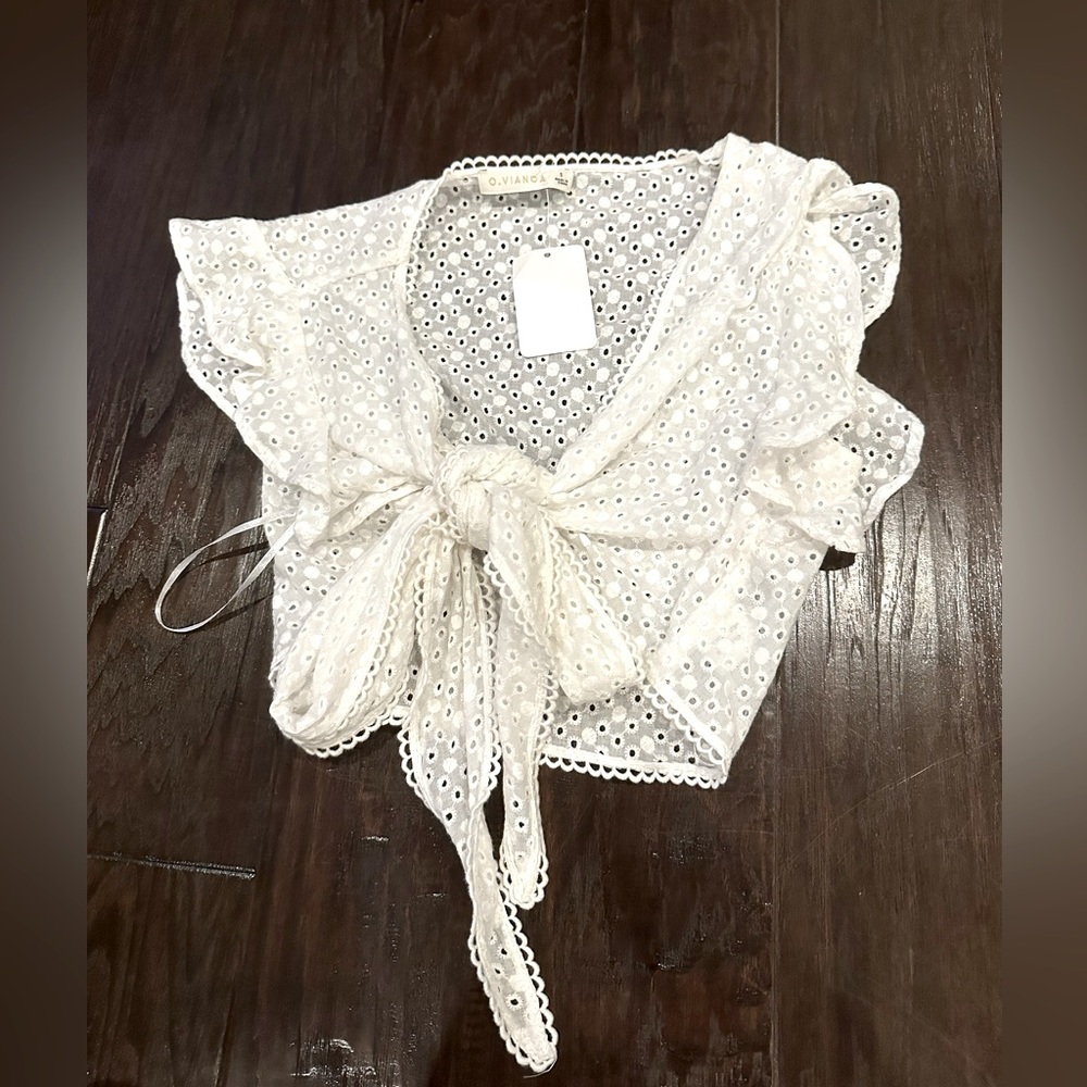 White lace wrap top